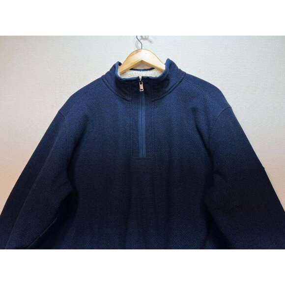 Orvis Mens Pullover Sweater Size XXL Navy Classic Sherpa Lined 1/4 Zip Cozy - Picture 4 of 11